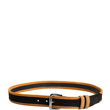 Dolce & Gabbana Men Black Orange Polyester Metal Buckle Belt