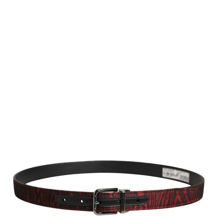 Dolce & Gabbana Men Red Jacquard Acetate Metal Buckle Belt