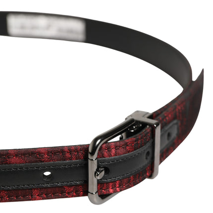 Dolce & Gabbana Men Red Jacquard Acetate Metal Buckle Belt
