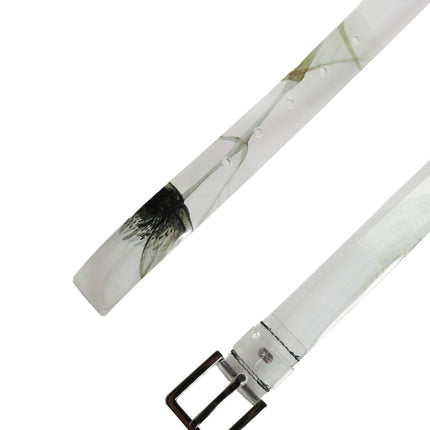 Dolce & Gabbana Men White Floral PVC Silver Metal Buckle Belt