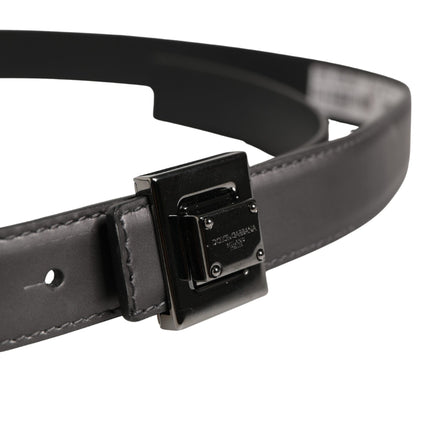 Dolce & Gabbana Men Silver Classic Leather Square Buckle Belt