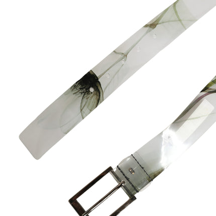 Dolce & Gabbana Men White Floral PVC Silver Metal Buckle Belt