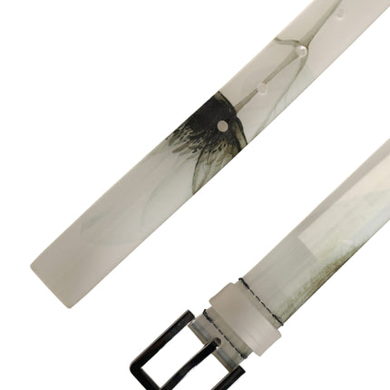 Dolce & Gabbana Men White Floral PVC Silver Metal Buckle Belt