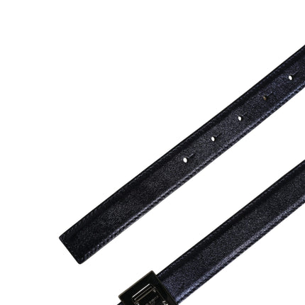 Dolce & Gabbana Men Black Classic Leather Square Buckle Belt