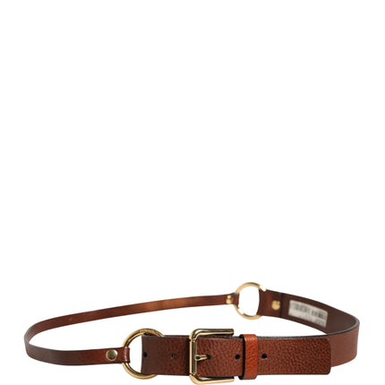 Dolce & Gabbana Men Brown Classic Leather Metal Buckle Belt