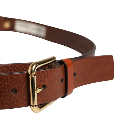 Dolce & Gabbana Men Brown Classic Leather Metal Buckle Belt