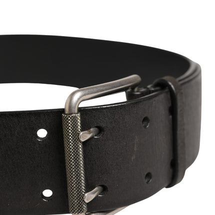 Dolce & Gabbana Men Black Classic Leather Metal Buckle Belt