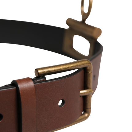 Dolce & Gabbana Men Brown Classic Leather Metal Buckle Belt