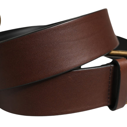 Dolce & Gabbana Men Brown Classic Leather Metal Buckle Belt