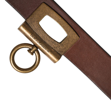 Dolce & Gabbana Men Brown Classic Leather Metal Buckle Belt