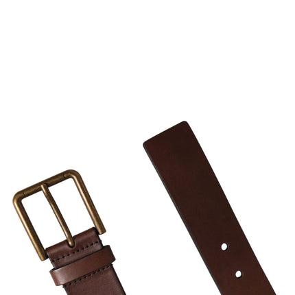 Dolce & Gabbana Men Brown Classic Leather Metal Buckle Belt