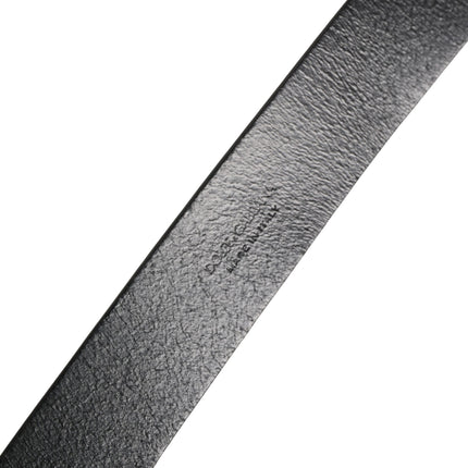 Dolce & Gabbana Black Calf Leather Silver Metal Buckle Belt