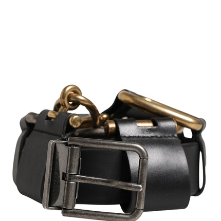 Dolce & Gabbana Men Black Classic Leather Metal Buckle Belt