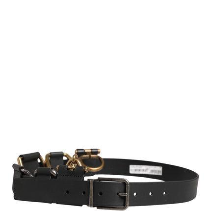 Dolce & Gabbana Men Black Classic Leather Metal Buckle Belt