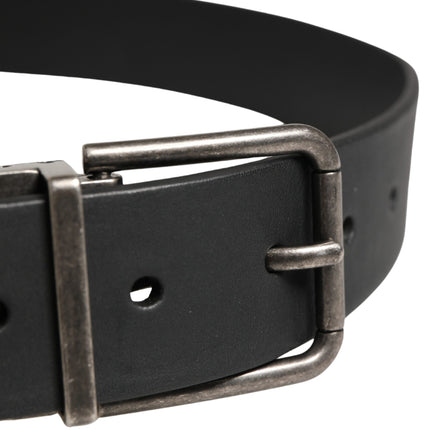 Dolce & Gabbana Men Black Classic Leather Metal Buckle Belt