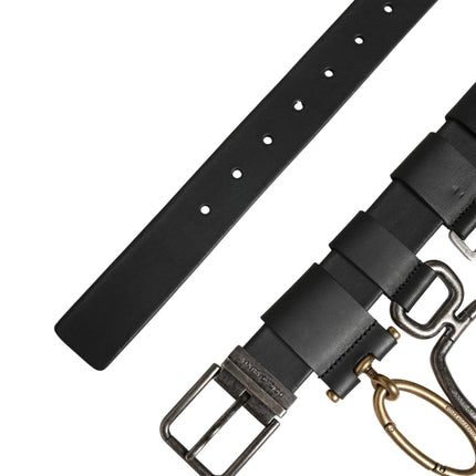 Dolce & Gabbana Men Black Classic Leather Metal Buckle Belt