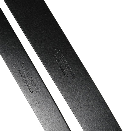 Dolce & Gabbana Black Double Strap Leather Silver Buckle Belt