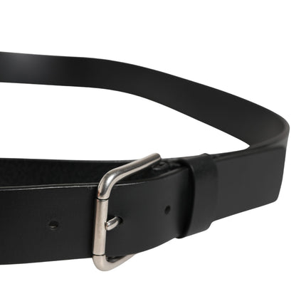 Dolce & Gabbana Black Double Strap Leather Silver Buckle Belt