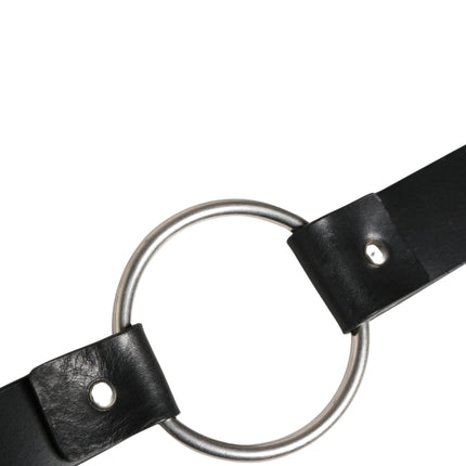 Dolce & Gabbana Black Double Strap Leather Silver Buckle Belt