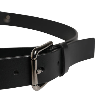 Dolce & Gabbana Men Black Calfskin Leather Metal Buckle Belt