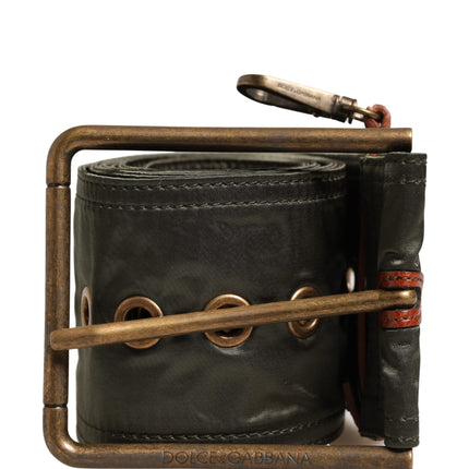Dolce & Gabbana Men Black Wide Leather DG Metal Buckle Belt