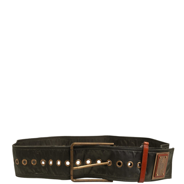 Dolce & Gabbana Men Black Wide Leather DG Metal Buckle Belt