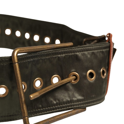 Dolce & Gabbana Men Black Wide Leather DG Metal Buckle Belt
