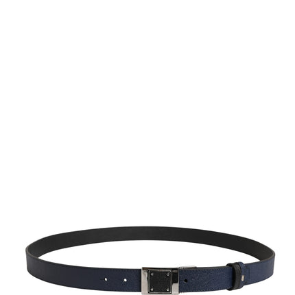Dolce & Gabbana Men Blue Calfskin Leather Square Buckle Belt