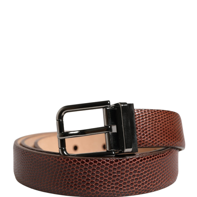Dolce & Gabbana Men Brown Goatskin Leather Metal Buckle Belt