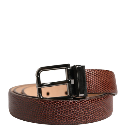 Dolce & Gabbana Men Brown Goatskin Leather Metal Buckle Belt