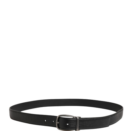 Dolce & Gabbana Men Black Classic Leather Metal Buckle Belt
