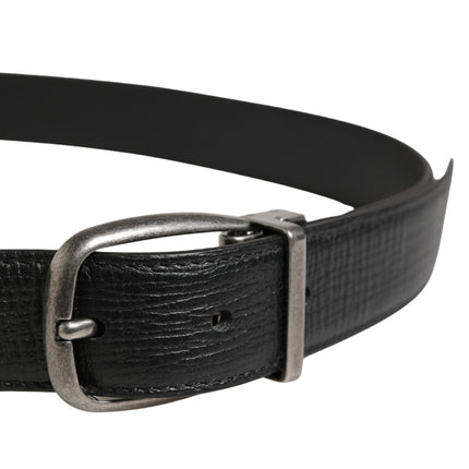 Dolce & Gabbana Men Black Classic Leather Metal Buckle Belt