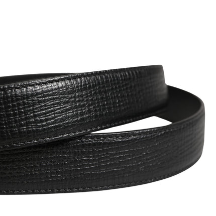 Dolce & Gabbana Men Black Classic Leather Metal Buckle Belt