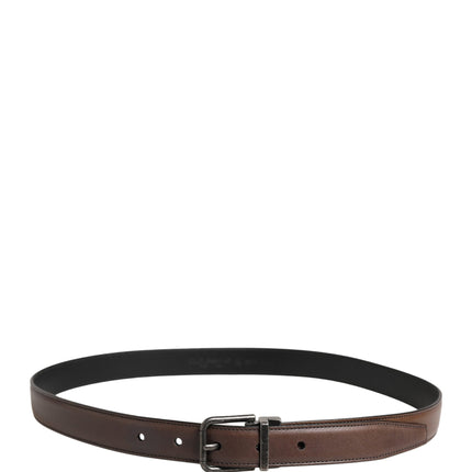 Dolce & Gabbana Men Brown Classic Leather Metal Buckle Belt