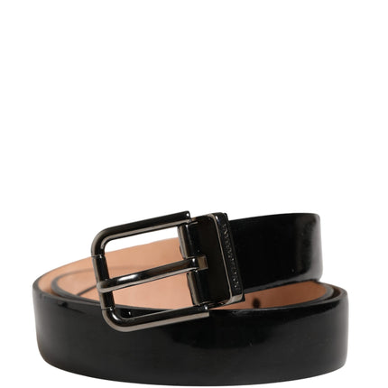 Dolce & Gabbana Men Black Classic Leather Metal Buckle Belt