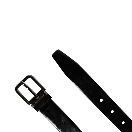 Dolce & Gabbana Men Black Classic Leather Metal Buckle Belt