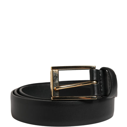Dolce & Gabbana Men Black Classic Leather Metal Buckle Belt
