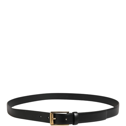 Dolce & Gabbana Men Black Classic Leather Metal Buckle Belt