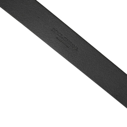 Dolce & Gabbana Men Black Calfskin Leather Square Buckle Belt