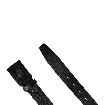 Dolce & Gabbana Men Black Calfskin Leather Square Buckle Belt