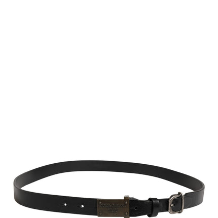 Dolce & Gabbana Men Black Classic Leather Logo Buckle Belt