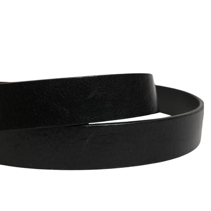Dolce & Gabbana Men Black Classic Leather Logo Buckle Belt