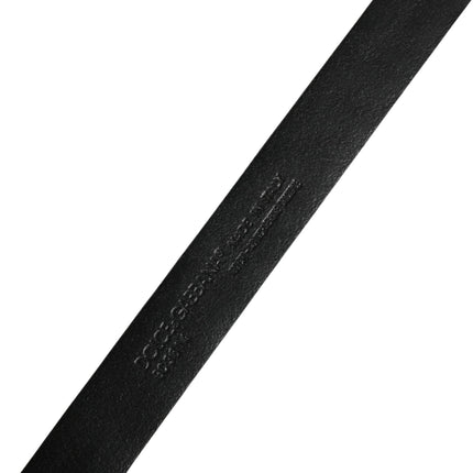 Dolce & Gabbana Men Black Exotic Leather Metal Buckle Belt