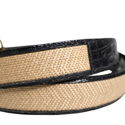 Dolce & Gabbana Men Beige Braided Leather Metal Buckle Belt