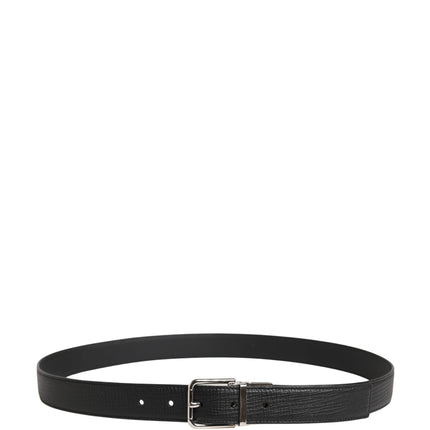 Dolce & Gabbana Men Black Classic Leather Metal Buckle Belt