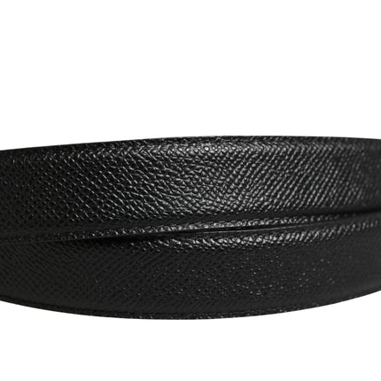 Dolce & Gabbana Men Black Calf Leather Logo Metal Buckle Belt