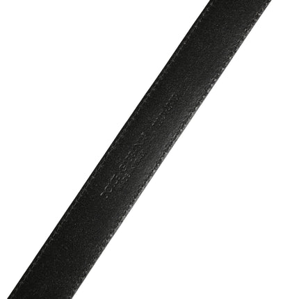 Dolce & Gabbana Men Black Calf Leather Logo Metal Buckle Belt