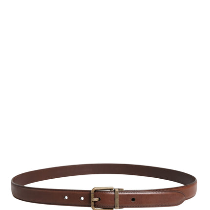 Dolce & Gabbana Men Brown Classic Leather Metal Buckle Belt