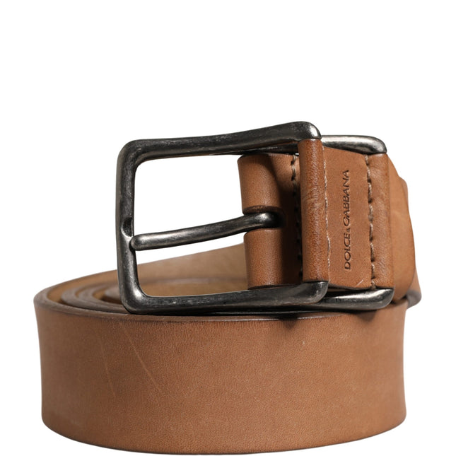 Dolce & Gabbana Men Brown Leather Classic Metal Buckle Belt
