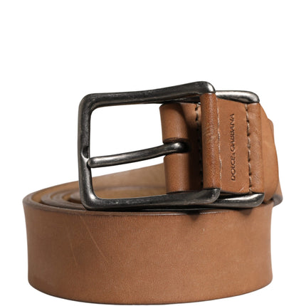 Dolce & Gabbana Men Brown Leather Classic Metal Buckle Belt